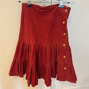 Odille A-Line Red Skirt with Button Accents